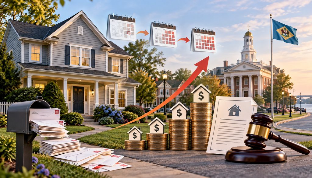 Delaware property tax delinquency escalation and foreclosure process